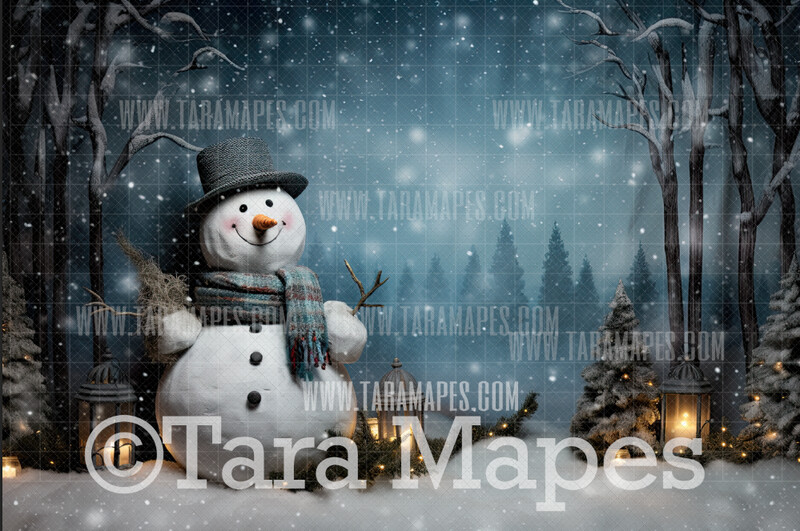 Snowman Digital Backdrop -  Free Snow overlay - Christmas Holiday Digital Background Backdrop JPG