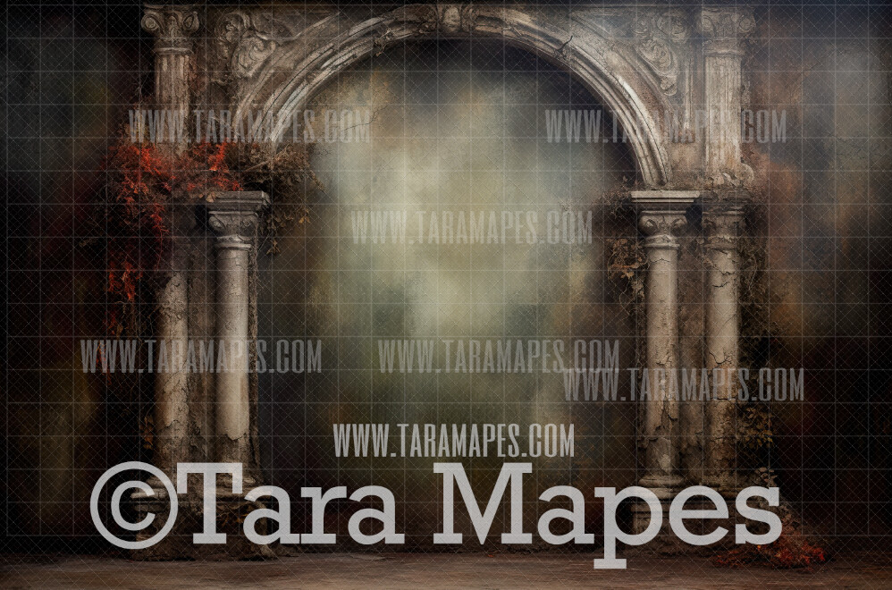 Baroque Grunge Wall Digital Backdrop -  Renaissance Style Painterly Grunge Abandoned Digital Background