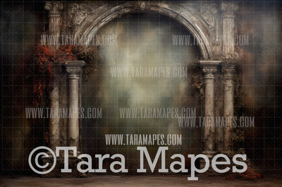 Baroque Grunge Wall Digital Backdrop -  Renaissance Style Painterly Grunge Abandoned Digital Background
