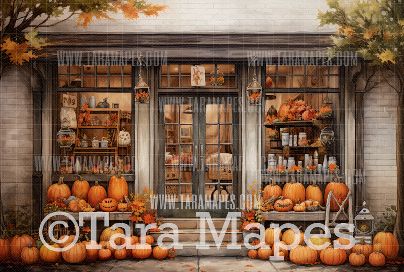 Country Pumpkin Shop Digital Background / Backdrop