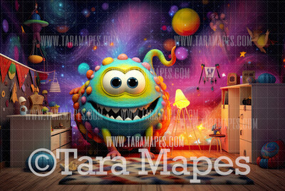 Friendly Monster Digital Backdrop - Cute Monster   Digital Background