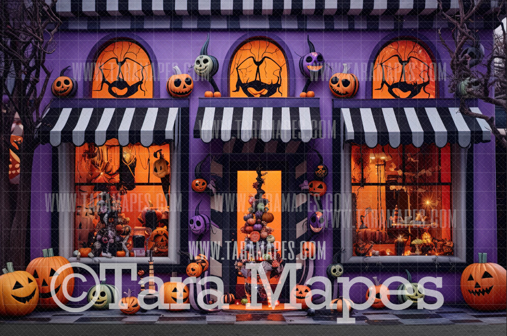 Halloween Shop  Digital Backdrop - Halloween Shops Storefront  - Halloween Digital Background