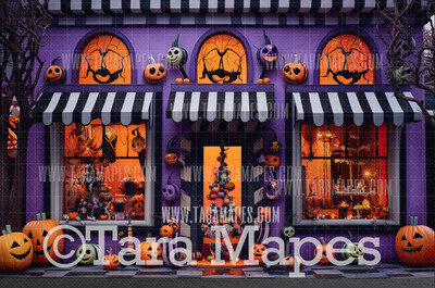 Halloween Shop  Digital Backdrop - Halloween Shops Storefront  - Halloween Digital Background