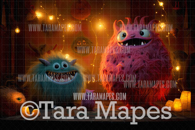 Friendly Monster Digital Backdrop - Cute Monster   Digital Background