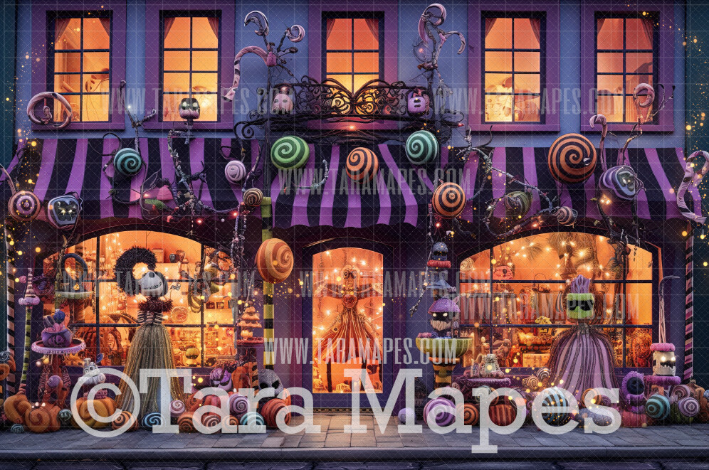 Halloween Shop  Digital Backdrop - Halloween Shops Storefront  - Halloween Digital Background