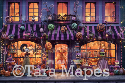 Halloween Shop  Digital Backdrop - Halloween Shops Storefront  - Halloween Digital Background