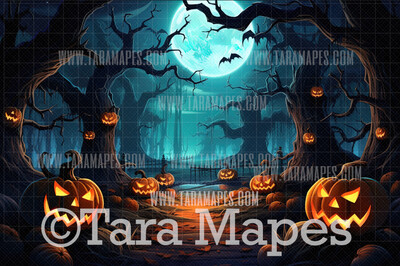 Halloween Path Digital Backdrop - Haunted House  - Halloween Digital Background