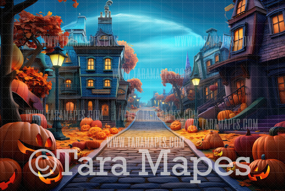 Halloween Path Digital Backdrop - Haunted House  - Halloween Digital Background