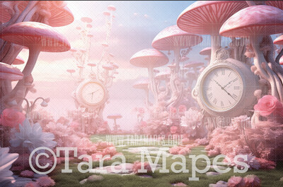 Pink Wonderland  - Alice in Wonderland Digital Background