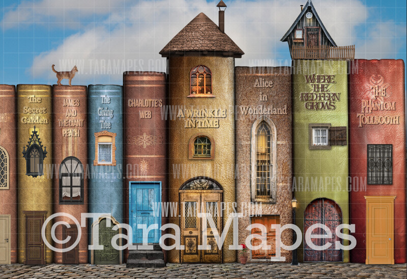 Book Town Digital Backdrop - World Book Day Book City- City of Books for Couples, Children, Engagement JPG file