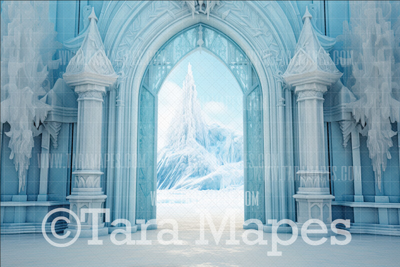 Ice Castle Digital Backdrop - Frozen Castle Entrance - Ice House - Frozen House - Frozen Castle Digital Background