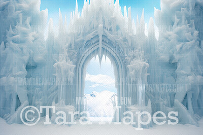 Ice Castle Digital Backdrop - Frozen Castle Entrance - Ice House - Frozen House - Frozen Castle Digital Background