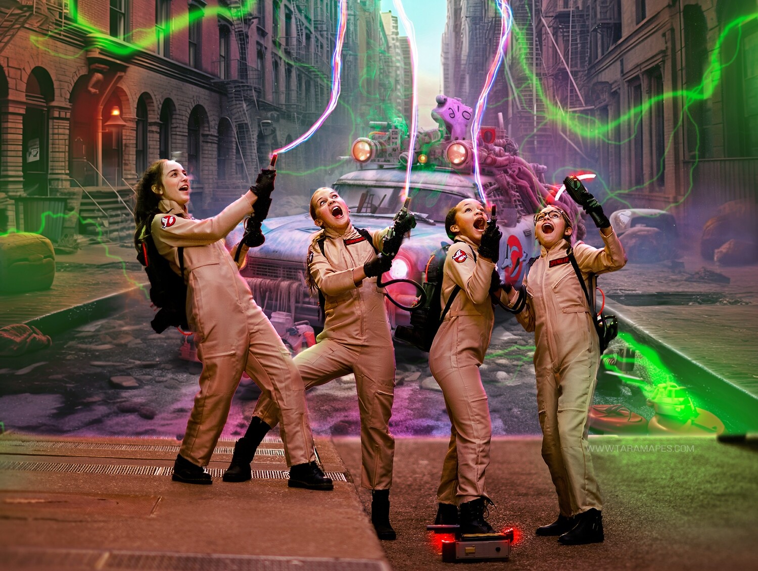 Ghost Hunters Haunted City Halloween Digital Background