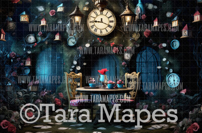 Alice Digital Backdrop - Wonderland Tea Party - Wonderland Enchanted Mushrooms - JPG File - Wonderland Digital Background