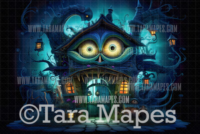 Funny Monster Haunted House Halloween Digital Background