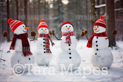 Snowmen Dancing  -Snowman Dancing - Snowpeople in Winter Snowy Scene- Separate Snow Overlay - Christmas Digital Background Backdrop