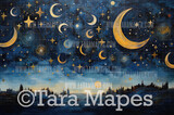 Starry Night Clouds and Stars Digital Background -  Digital Backdrop