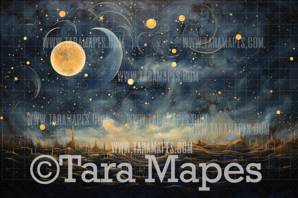 Starry Night Clouds and Stars Digital Background -  Digital Backdrop