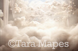 Ethereal White Clouds Digital Background -  Painterly Digital Backdrop