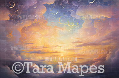 Painterly Clouds Digital Background -  Digital Backdrop