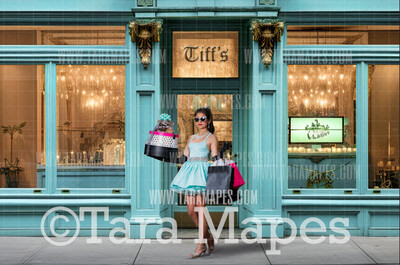 Tiff&#39;s  Shop Digital Backdrop - Jewelry Shop -  Luxury Ring and Jewel Gift Shoppe - Storefront Digital Background