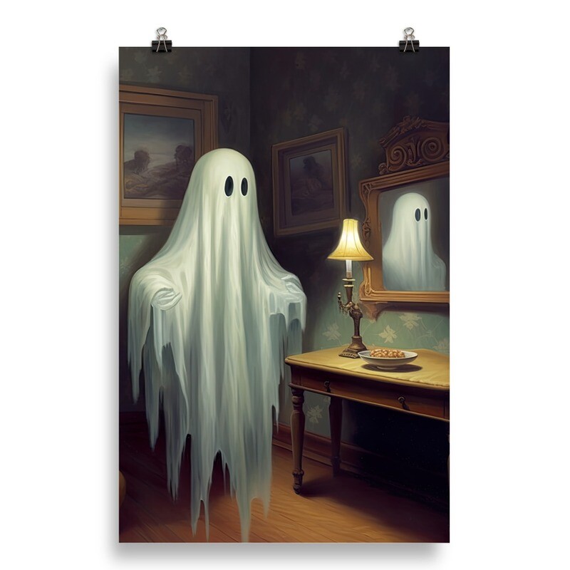 Boo Who? Digital Oil Painting of Ghost Poster