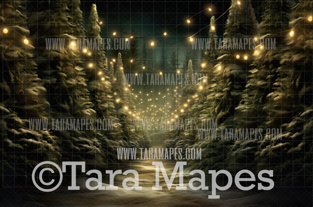 Christmas Tree Farm Digital Backdrop - Christmas Trees and Barn - Digital Background - FREE SNOW OVERLAY included