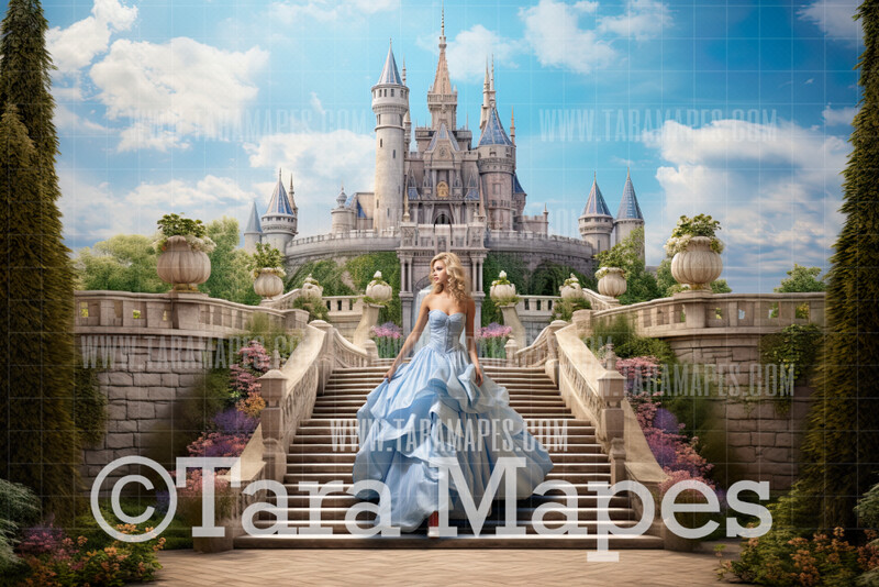 Cinderella Stairs Digital Background - Castle Staircase Digital Backdrop - Princess Digital Background JPG file