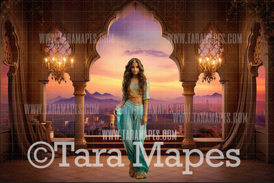 Arabian Princess Digital Background - Jasmine&#39;s Balcony Digital Background JPG file