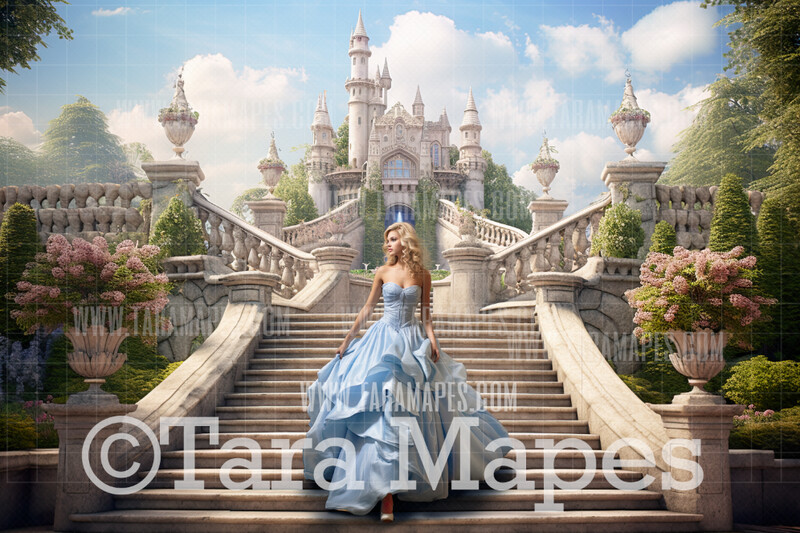 Cinderella Stairs Digital Background - Castle Staircase Digital Backdrop - Princess Digital Background JPG file