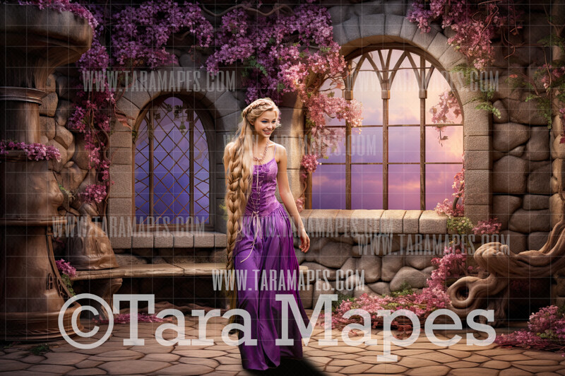 Rapunzel's Room Digital Backdrop - Rapunzel Tower Room Princess Digital Background Backdrop Photoshop