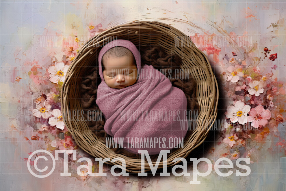 Shades of Pink Flowers Newborn Nature Digital Background JPG