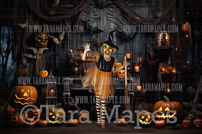 Halloween Digital Background - Pumpkin Room Digital Backdrop