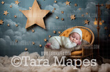 Sleepy Little Star Newborn Digital Background JPG