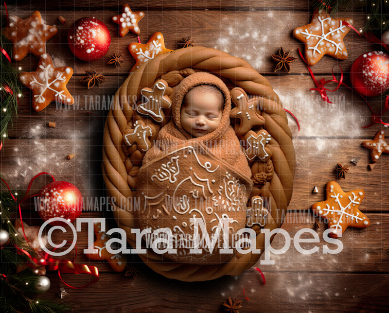 Christmas Gingerbread Cookies Family or Newborn Digital Background JPG