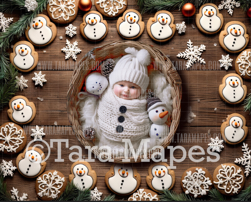 Christmas Snowman Family or Newborn Digital Background JPG