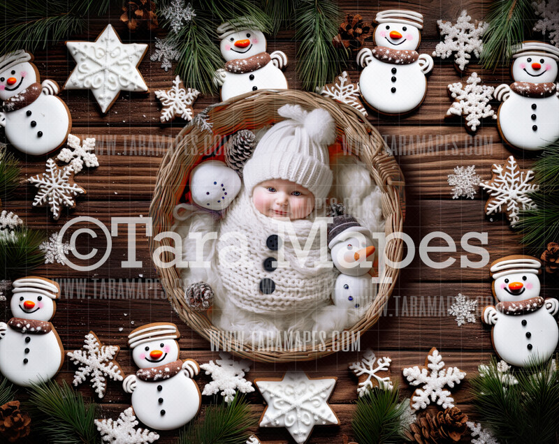 Christmas Snowman Family or Newborn Digital Background JPG