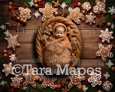 Christmas Gingerbread Cookies Family or Newborn Digital Background JPG