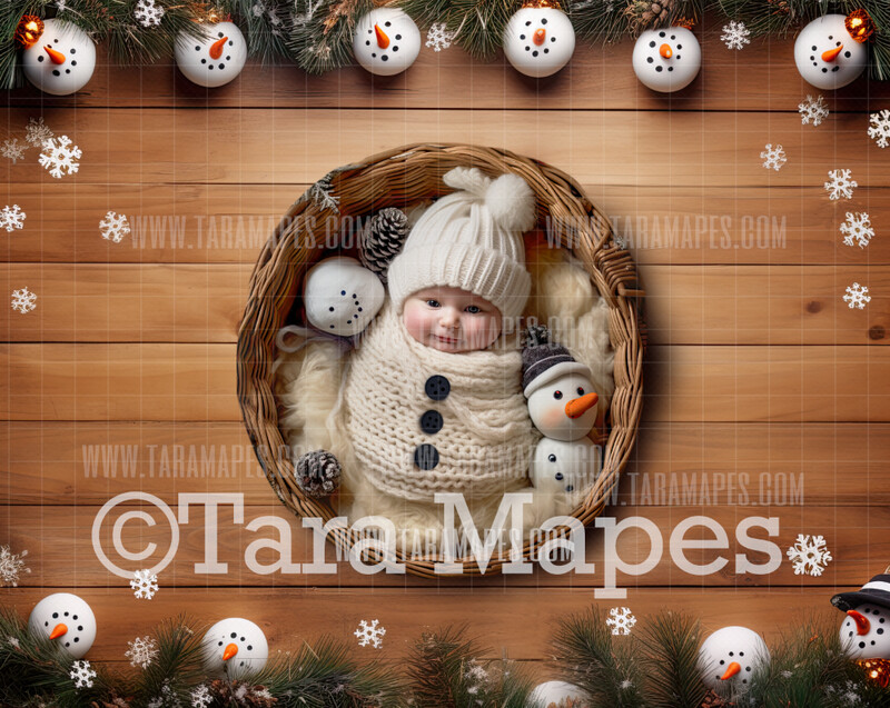 Christmas Snowman Ornaments Newborn Digital Background JPG