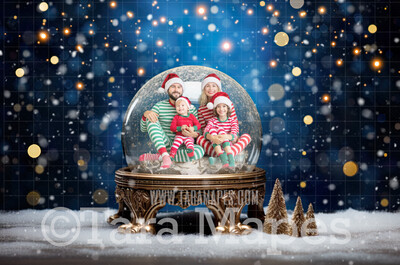 Christmas Snow Globe Digital Backdrop - LAYERED PSD! Snowglobe Overlay -  Snow Globe Digital Background