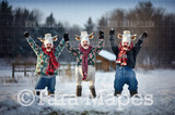 Christmas Cows Dancing  - Dancing Cows - Funny Cows in Winter Snowy Scene- Separate Snow Overlay - Christmas Digital Background Backdrop