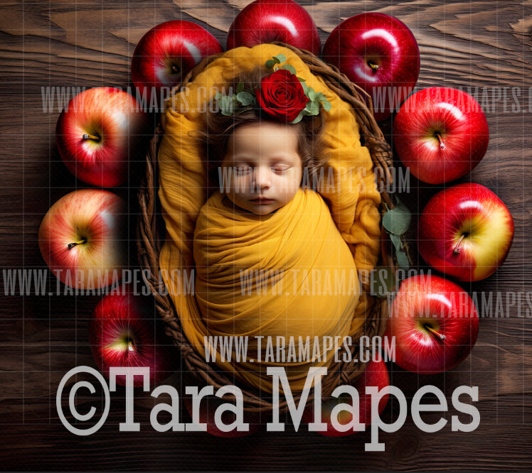 Snow White Apples Newborn Digital Background JPG