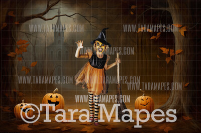 Haunted Woods Digital Backdrop - Haunted  Halloween Digital Background