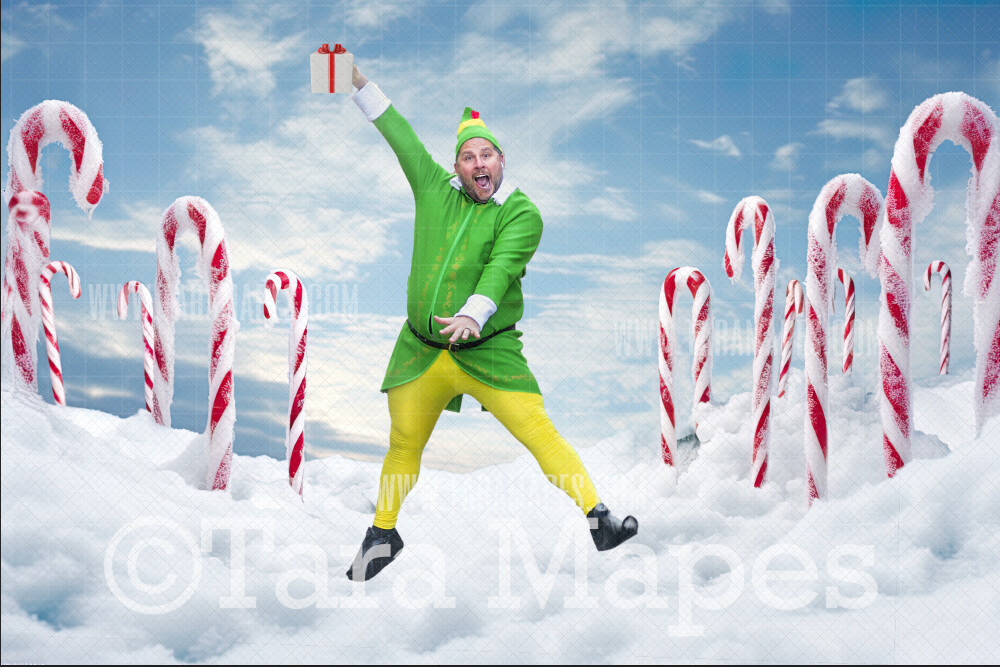 Candy Cane Path Digital Backdrop -  Christmas Digital Background