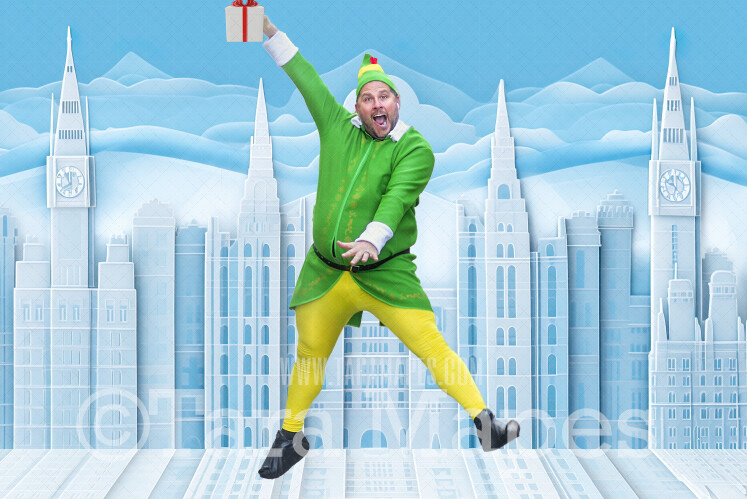Illustrated Style New York City Digital Backdrop - A Christmas Digital Background