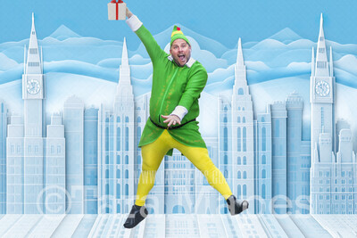 Illustrated Style New York City Digital Backdrop - A Christmas Digital Background