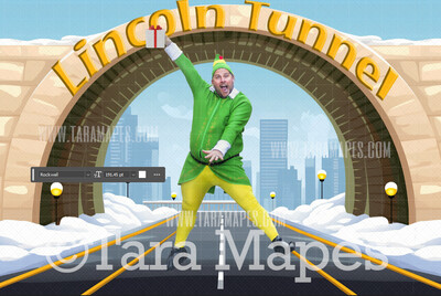 Illustrated Style Lincoln Tunnel Digital Backdrop - A Christmas Digital Background