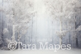 White Winter Forest Digital Background - Snowy Trees Digital JPG