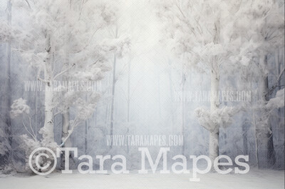 White Winter Forest Digital Background - Snowy Trees Digital JPG