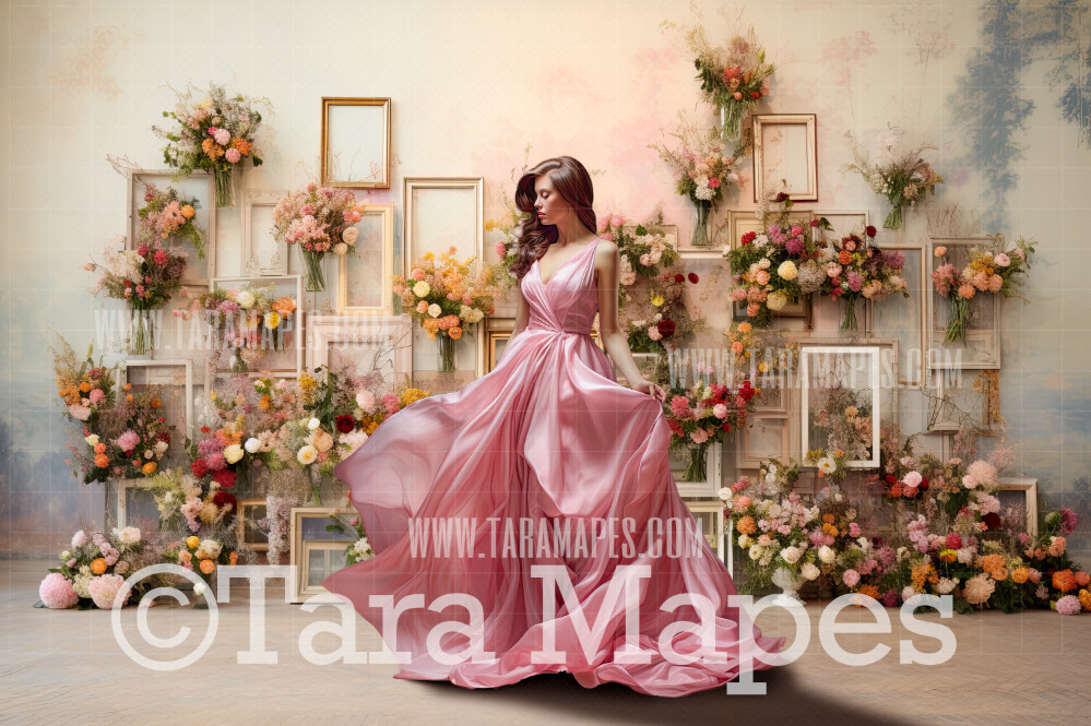 Fine Art Frames Floral Frames Room Digital Backdrop - Fine Art Digital Background